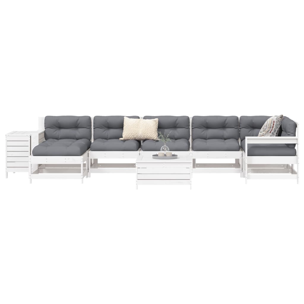 vidaXL 9-piece Garden Sofa Set White Solid Pine Wood