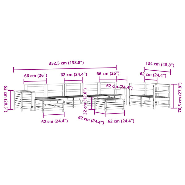 vidaXL 9-piece Garden Sofa Set Impregnated Pinewood
