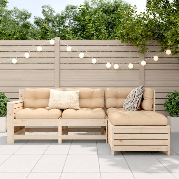 vidaXL 4-Piece Garden Sofa Set Solid Pine Wood