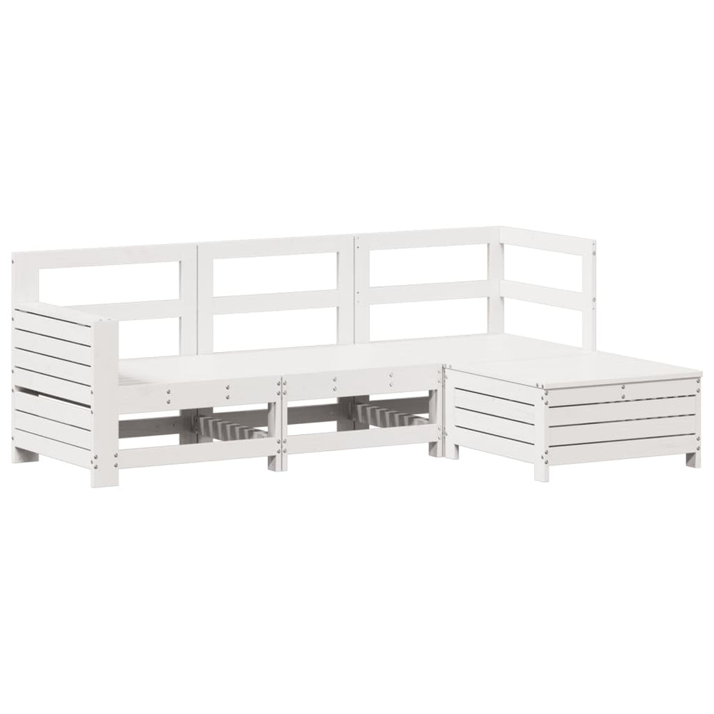 vidaXL 4-piece Garden Sofa Set White Solid Pine Wood