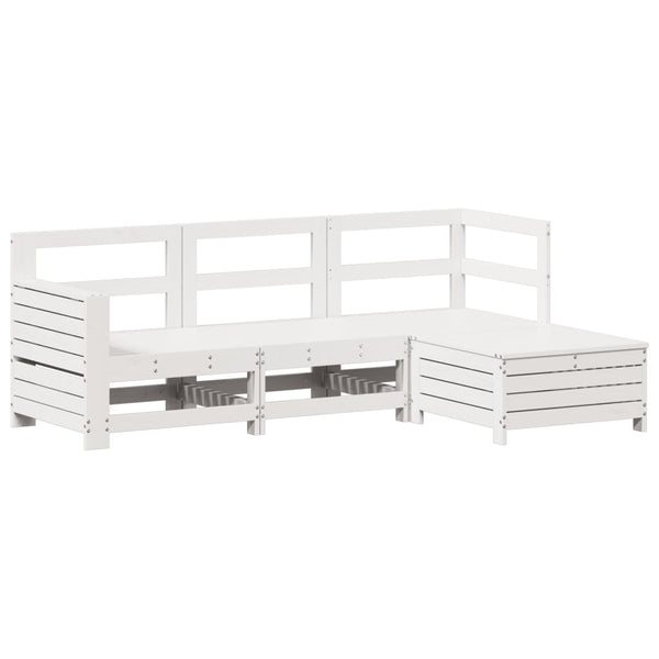 vidaXL 4-piece Garden Sofa Set White Solid Pine Wood