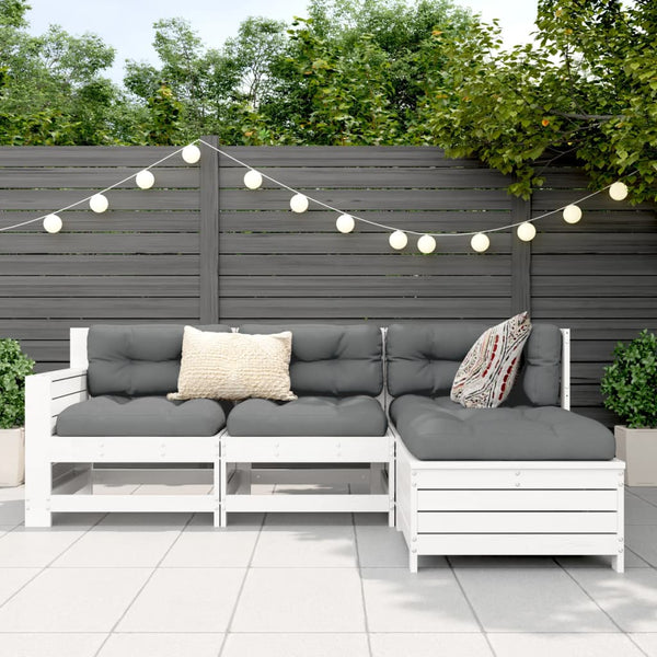 vidaXL 4-piece Garden Sofa Set White Solid Pine Wood