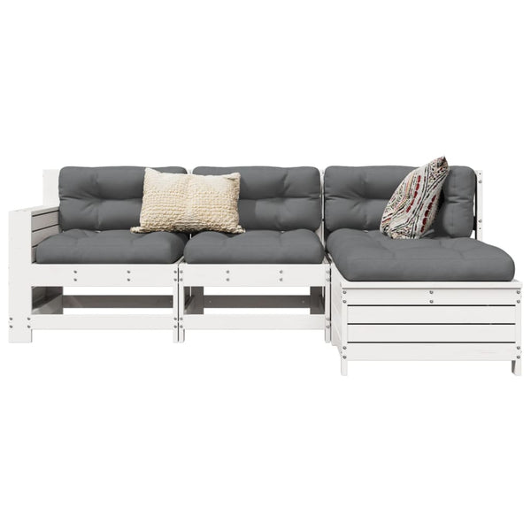 vidaXL 4-piece Garden Sofa Set White Solid Pine Wood