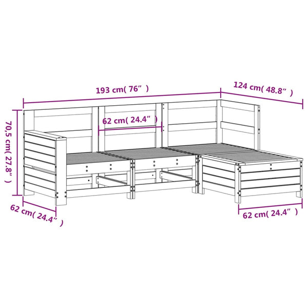 vidaXL 4-Piece Garden Sofa Set Solid Douglas Fir Wood