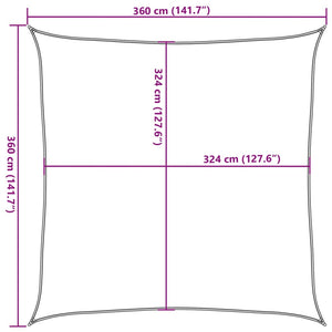 Quadratisches Sonnensegel Hellgrau 3,6x3,6 m
