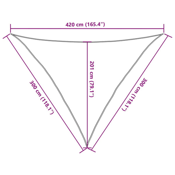 Dreieckiges Sonnensegel Hellgrau 3x3x4,2m