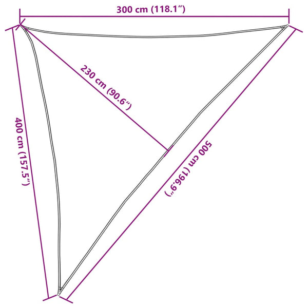 Dreieckiges Sonnensegel Hellgrau 3x4x5m