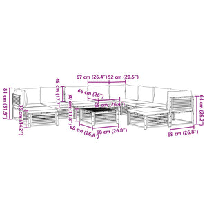 vidaXL 11-Piece Garden Sofa Set with Cushions Solid Acacia Wood