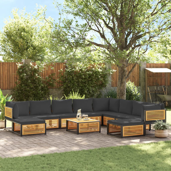vidaXL 11-Piece Garden Sofa Set with Cushions Solid Acacia Wood