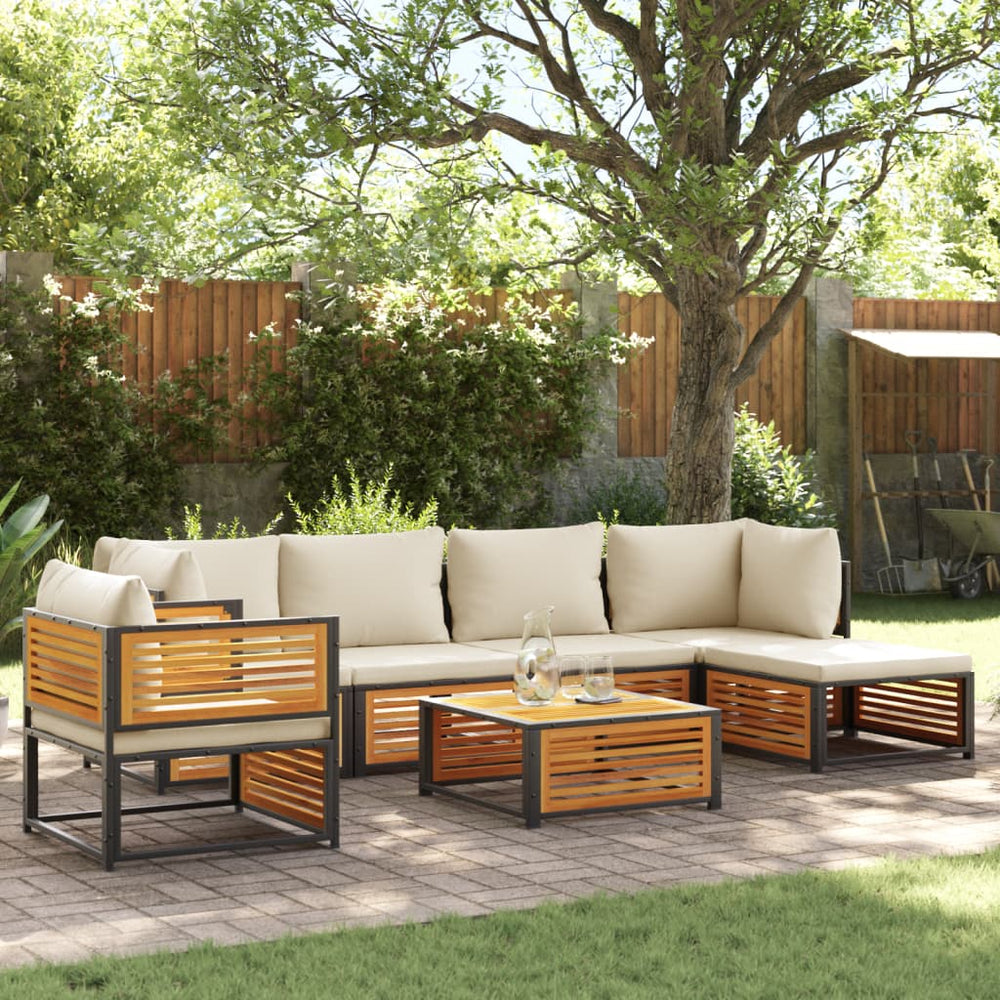 vidaXL 7-Piece Garden Sofa Set with Cushions Solid Acacia Wood