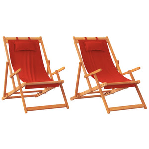 vidaXL Beach Chairs 2 pcs Foldable Red Fabric