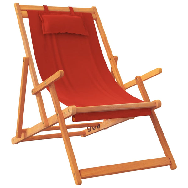 vidaXL Beach Chairs 2 pcs Foldable Red Fabric