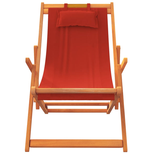 vidaXL Beach Chairs 2 pcs Foldable Red Fabric