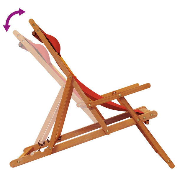 vidaXL Beach Chairs 2 pcs Foldable Red Fabric