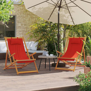 vidaXL Beach Chairs 2 pcs Foldable Red Fabric