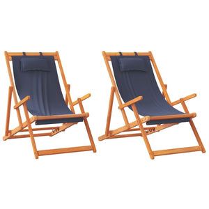 vidaXL Beach Chairs 2 pcs Foldable Blue Fabric