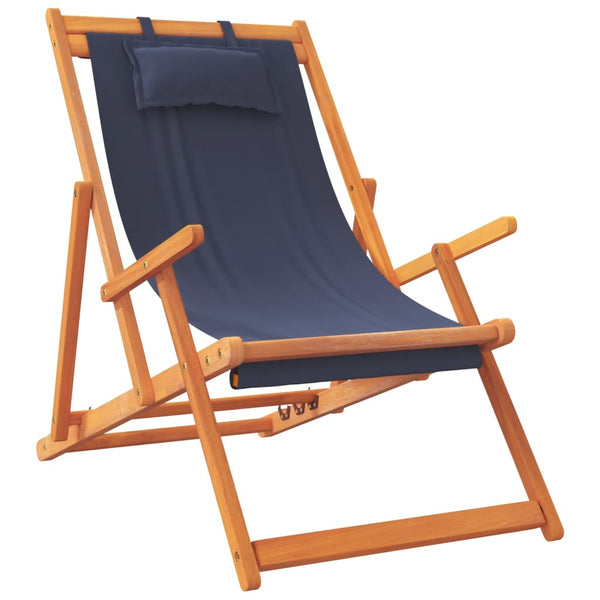vidaXL Beach Chairs 2 pcs Foldable Blue Fabric