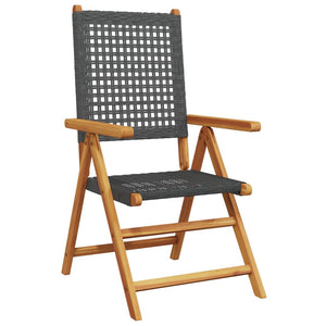 vidaXL Adjustable Garden Chairs 6 pcs Black Poly Rattan Solid Wood