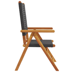 vidaXL Adjustable Garden Chairs 6 pcs Black Poly Rattan Solid Wood