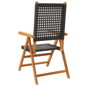 vidaXL Adjustable Garden Chairs 6 pcs Black Poly Rattan Solid Wood