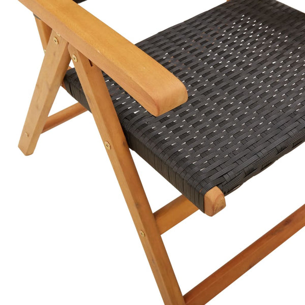 vidaXL Adjustable Garden Chairs 6 pcs Black Poly Rattan Solid Wood
