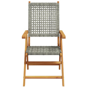 vidaXL Adjustable Garden Chairs 4 pcs Grey Poly Rattan Solid Wood