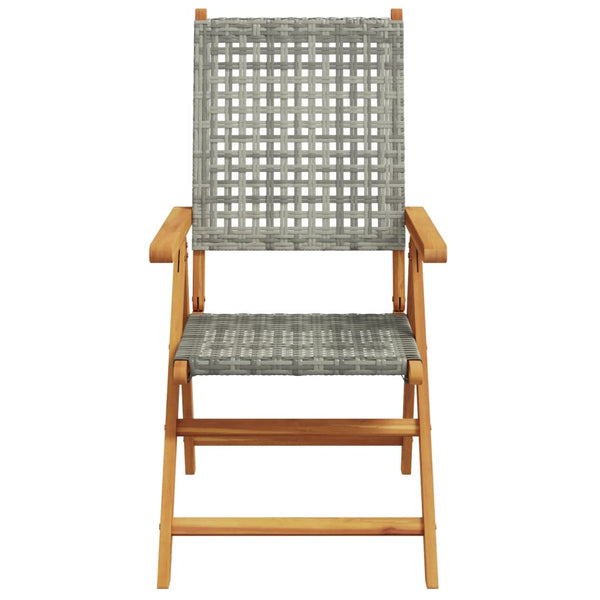 vidaXL Adjustable Garden Chairs 4 pcs Grey Poly Rattan Solid Wood