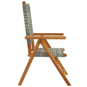 vidaXL Adjustable Garden Chairs 4 pcs Grey Poly Rattan Solid Wood