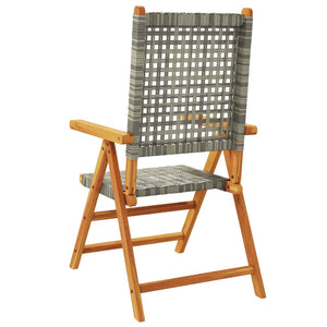 vidaXL Adjustable Garden Chairs 4 pcs Grey Poly Rattan Solid Wood