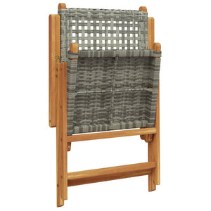 vidaXL Adjustable Garden Chairs 4 pcs Grey Poly Rattan Solid Wood