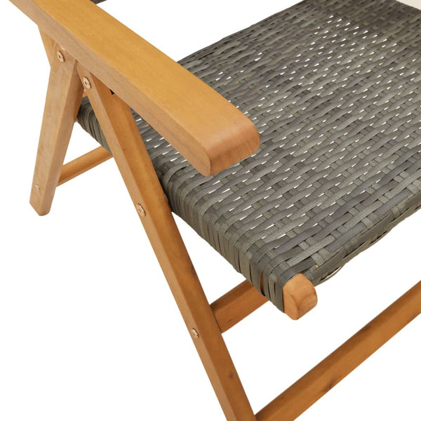 vidaXL Adjustable Garden Chairs 4 pcs Grey Poly Rattan Solid Wood
