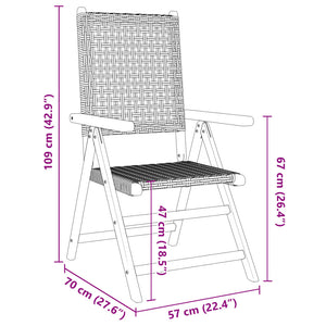 vidaXL Adjustable Garden Chairs 4 pcs Grey Poly Rattan Solid Wood