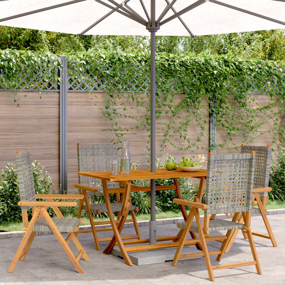 vidaXL Adjustable Garden Chairs 4 pcs Grey Poly Rattan Solid Wood