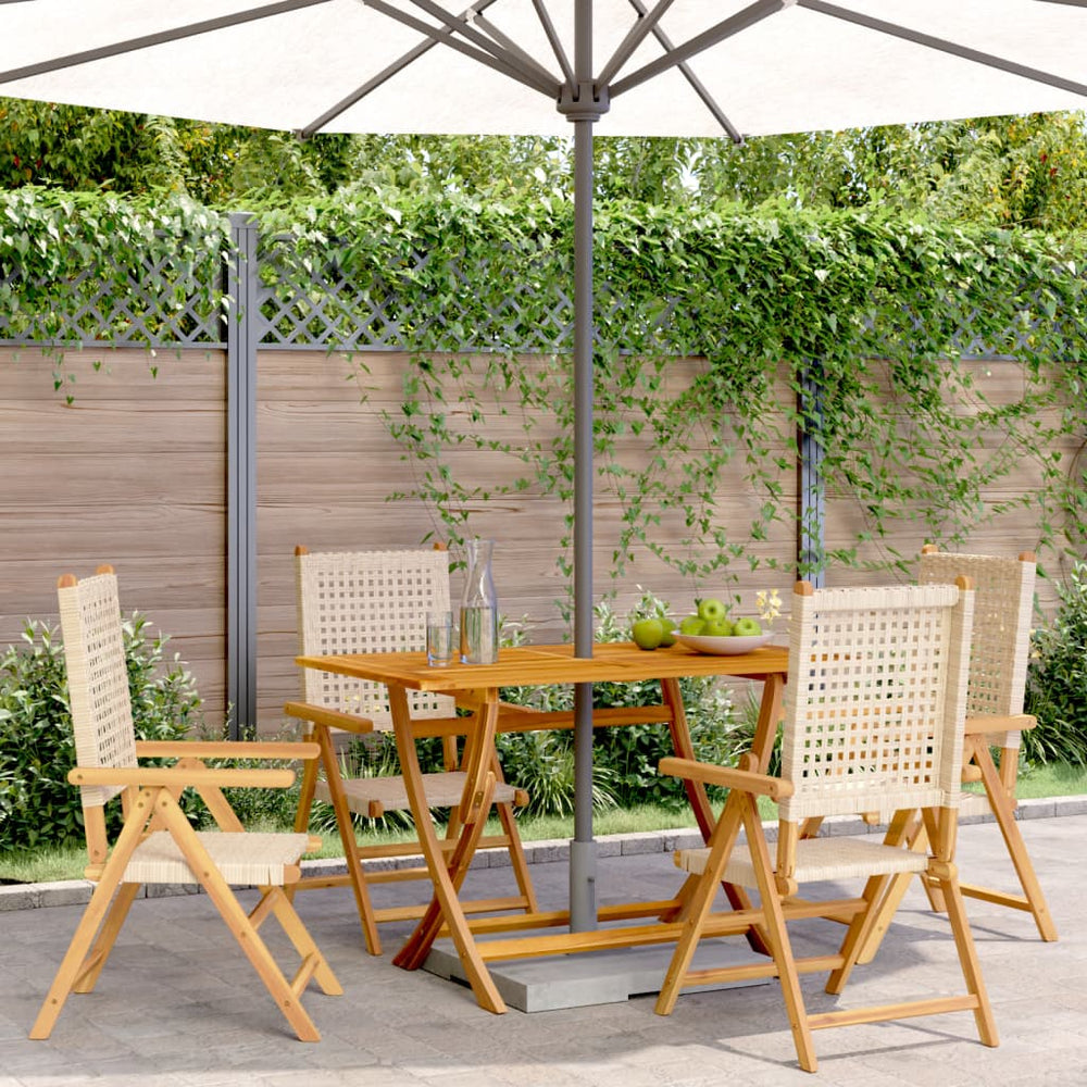 vidaXL Garden Chair Adjustable 4 pcs. Beige Poly Rattan Solid Wood