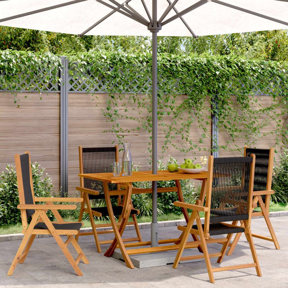 vidaXL Adjustable Garden Chair 4 pcs Black Solid Acacia Wood