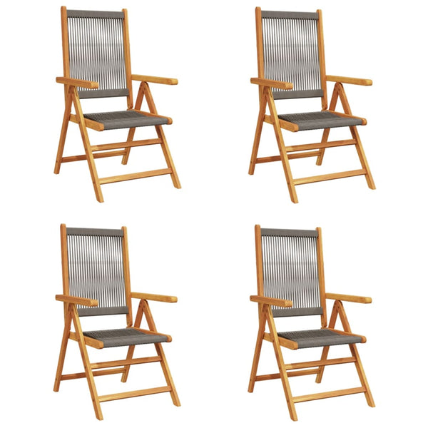 vidaXL Adjustable Garden Chairs 4 pcs Grey Solid Acacia Wood