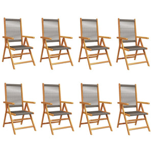 vidaXL Garden Chairs Adjustable 8 pcs. Grey Solid Acacia Wood