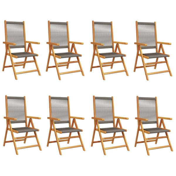 vidaXL Garden Chairs Adjustable 8 pcs. Grey Solid Acacia Wood