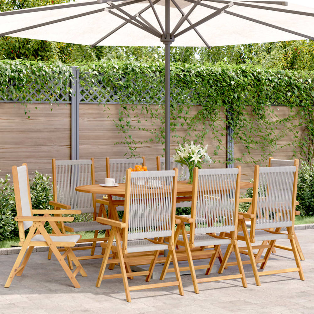 vidaXL Garden Chairs Adjustable 8 pcs. Grey Solid Acacia Wood