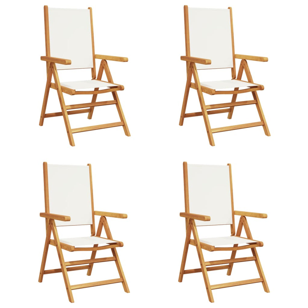 vidaXL Adjustable Garden Chairs 4 pcs Cream White Fabric and Solid Wood