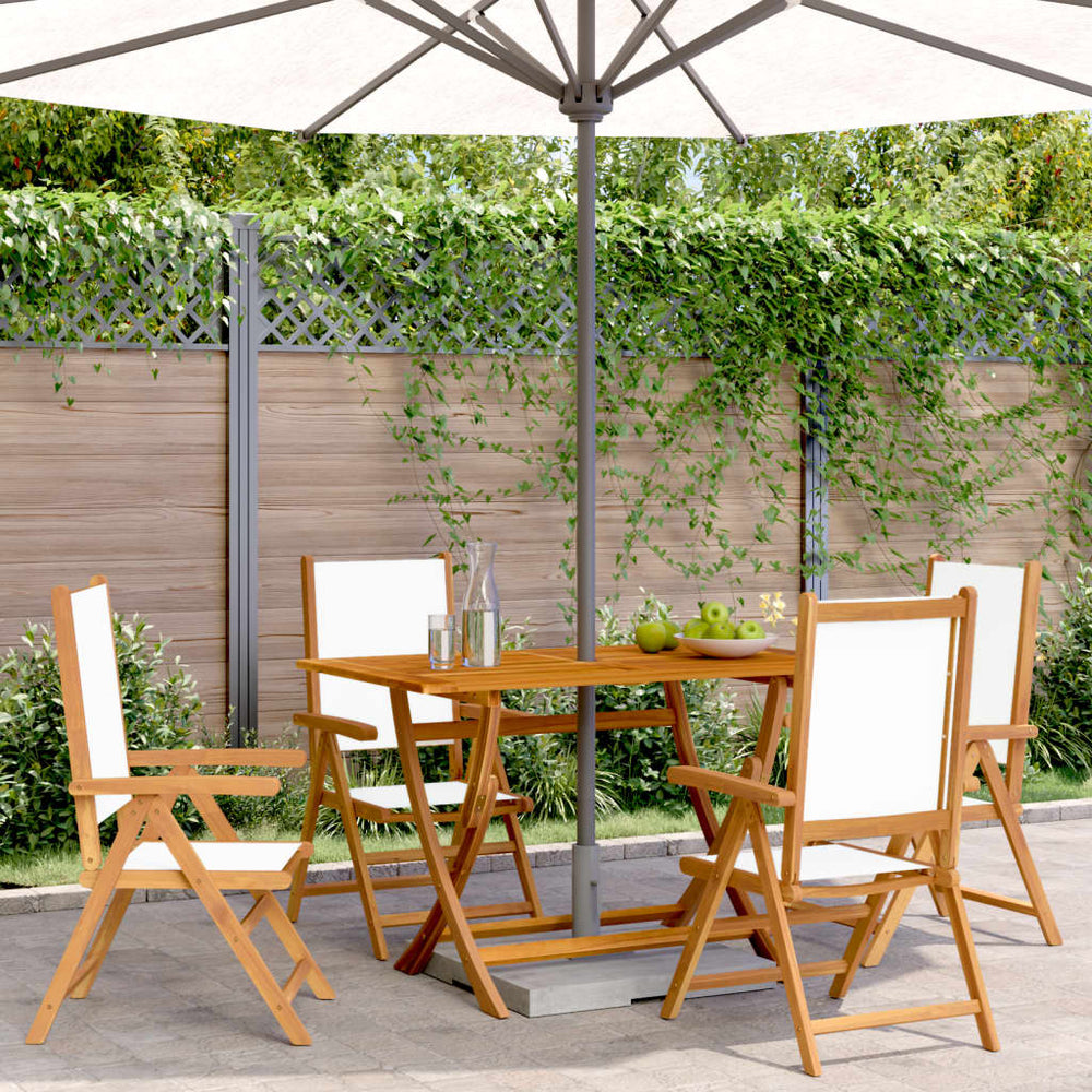 vidaXL Adjustable Garden Chairs 4 pcs Cream White Fabric and Solid Wood