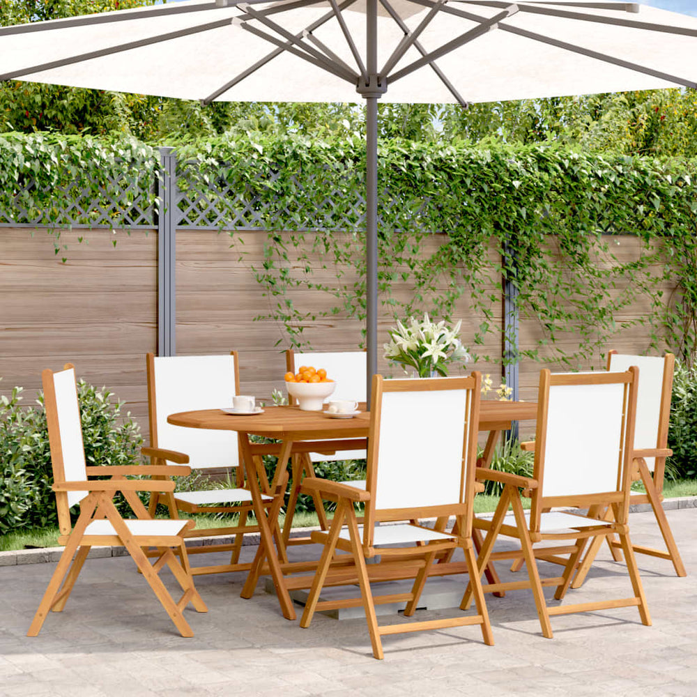 vidaXL Garden Chair Adjustable 6 pcs. Cream White Fabric and Solid Wood