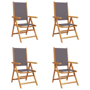 vidaXL Adjustable Garden Chairs 4 pcs Anthracite Fabric and Solid Wood