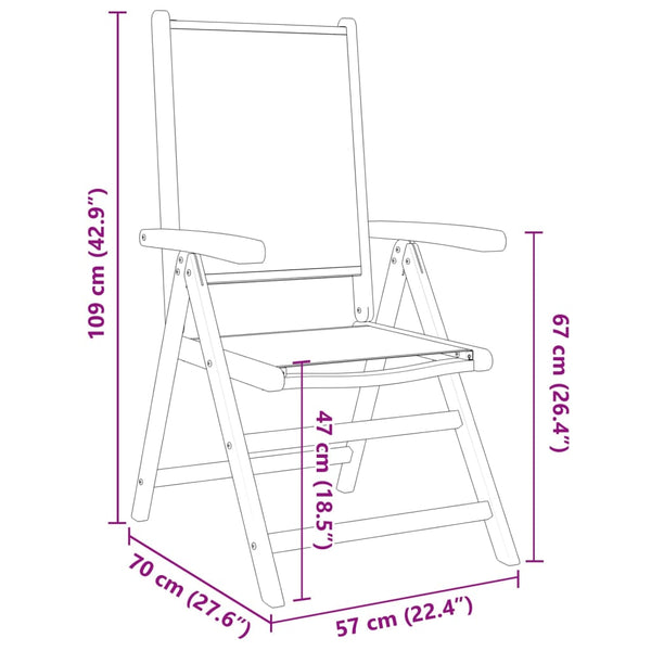 vidaXL Adjustable Garden Chairs 4 pcs Anthracite Fabric and Solid Wood