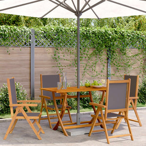 vidaXL Adjustable Garden Chairs 4 pcs Anthracite Fabric and Solid Wood