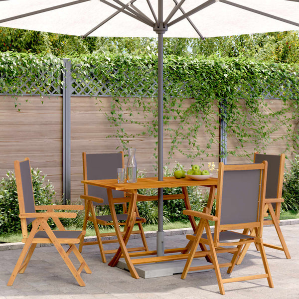 vidaXL Adjustable Garden Chairs 4 pcs Anthracite Fabric and Solid Wood