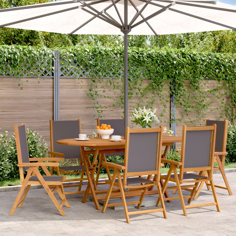 vidaXL Garden Chair Adjustable 6 pcs Anthracite Fabric and Solid Wood