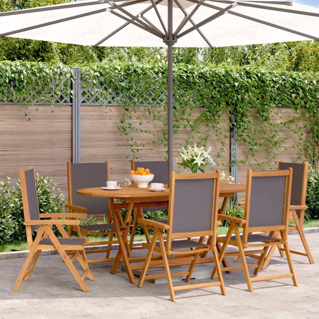 vidaXL Garden Chair Adjustable 6 pcs Anthracite Fabric and Solid Wood