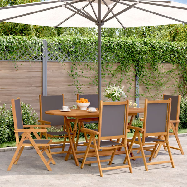 vidaXL Garden Chair Adjustable 6 pcs Anthracite Fabric and Solid Wood