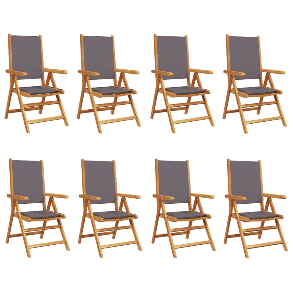 vidaXL Garden Chairs Adjustable 8 pcs Anthracite Fabric and Solid Wood
